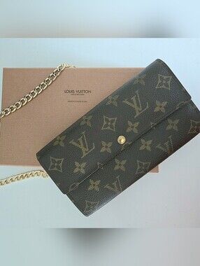 Authentic LOUIS VUITTON LV Monogram Vintage Long Wallet WOC Set W/ Box & Dustbag